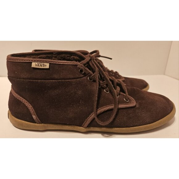 VANS OFF THE WALL Womens Brown Suede Leather Mid Top Boots 8M Lace Up Shoes - Picture 2 of 13